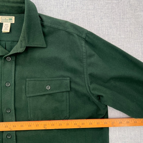 VTG LL Bean Chamois Cloth Shirt Traditional Fit Men XL Dark Green Workwear Cabin - Picture 5 of 8